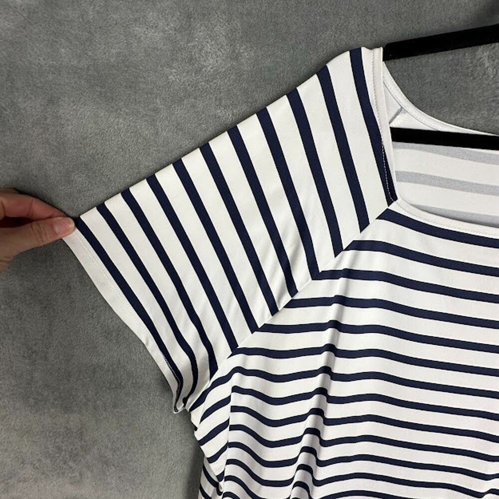 Talbots Top Womens 3X Navy White Striped Stretch Preppy Coastal Resort Nautical - Picture 4 of 12